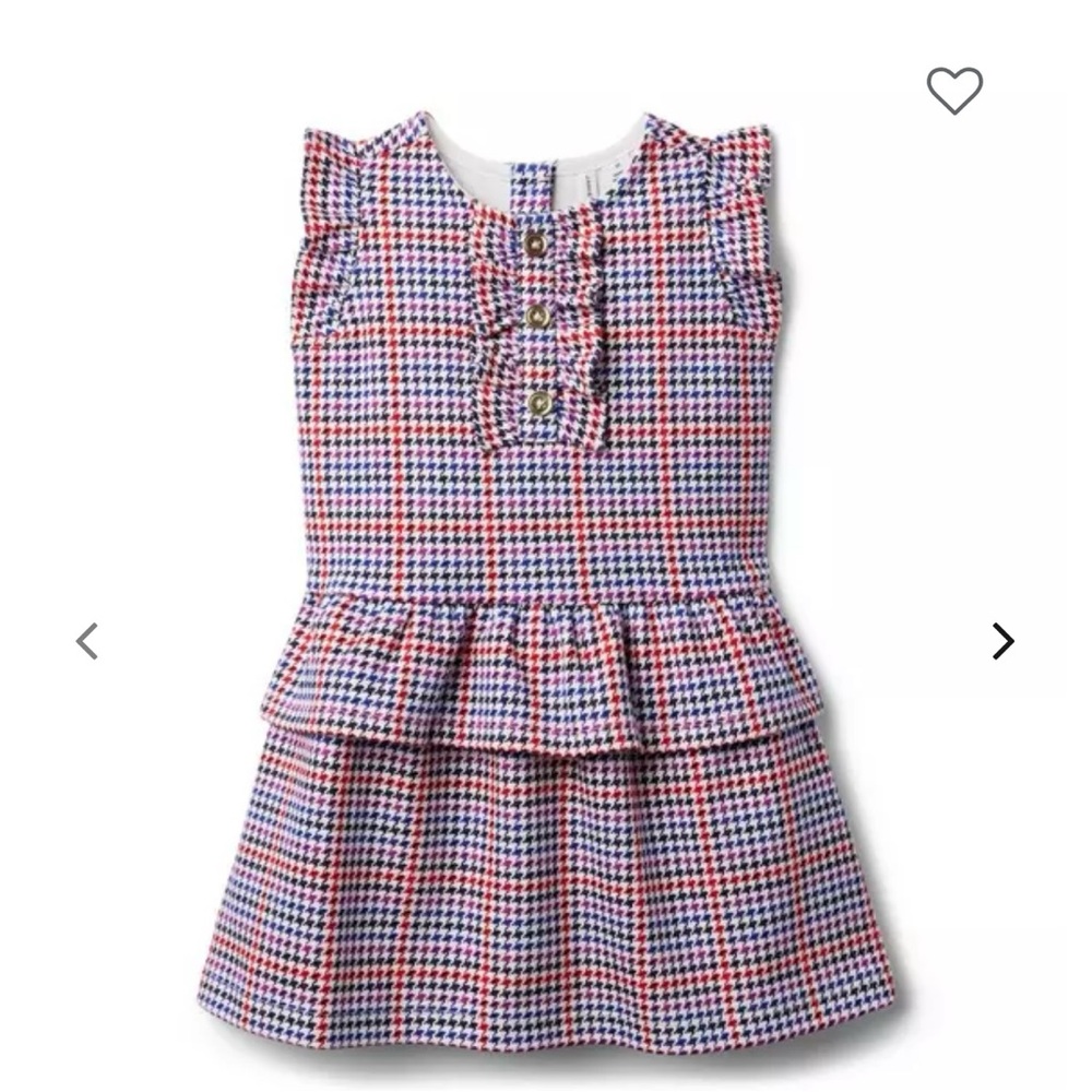 Janie and Jack Houndstooth Plaid Ruffle Ponte Dress, size 12 to 18 months, NWT